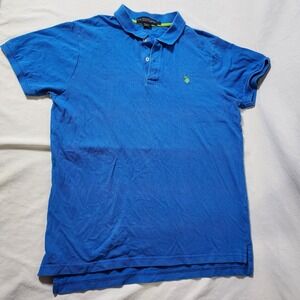 US Polo Assn Polo Shirt Blue Large Mens Embroidred Green Logo Golf Office